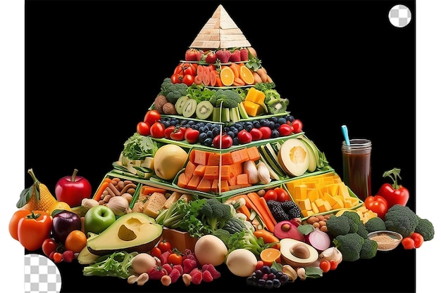 Bauen sie eine 3d-pyramide mit gesundem essen png transparent