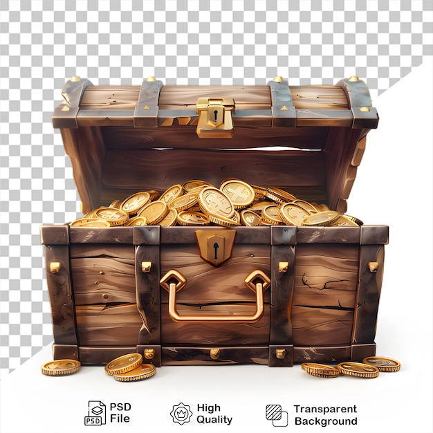 PSD un baúl de madera con monedas de oro archivo png sin fondo