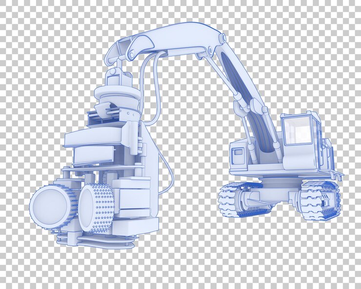 PSD baumschneidemaschine auf transparentem hintergrund 3d-darstellung