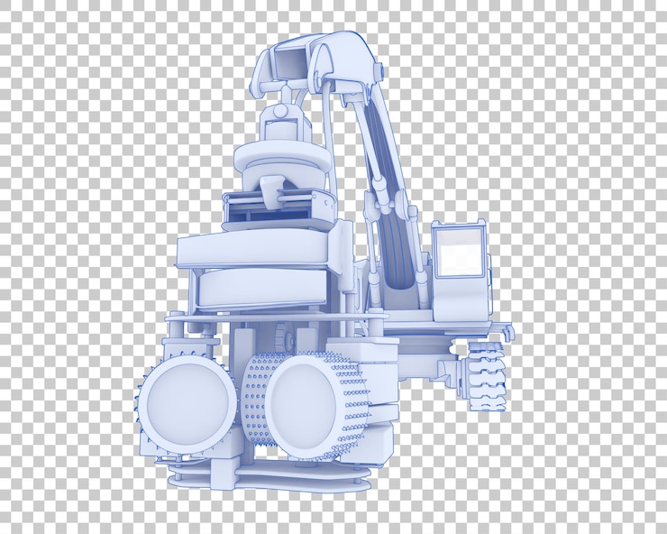 PSD baumschneidemaschine auf transparentem hintergrund 3d-darstellung