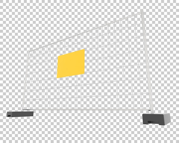 Baustellenzaun auf transparentem hintergrund 3d-darstellung
