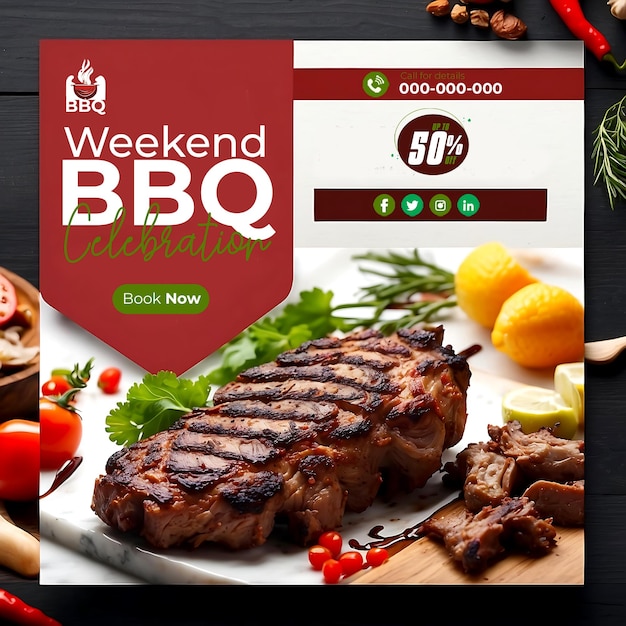 PSD bbq-feier social-media-banner-post-vorlage ai generiert