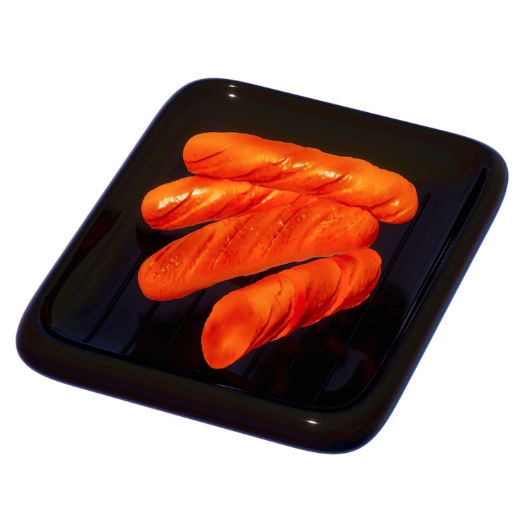 PSD bbq grill per il campeggio salsicce succose che frizzano sulla griglia