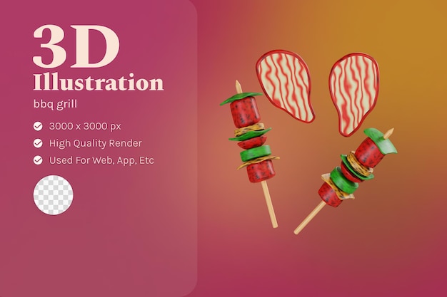 Bbq-Grillillustration mit Maschinengrill 3d