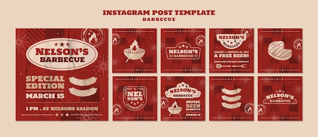 Bbq-Instagram-Beiträge-Vorlagendesign