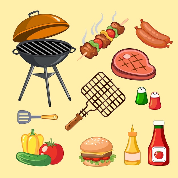BBQ Items Isolated in white Background