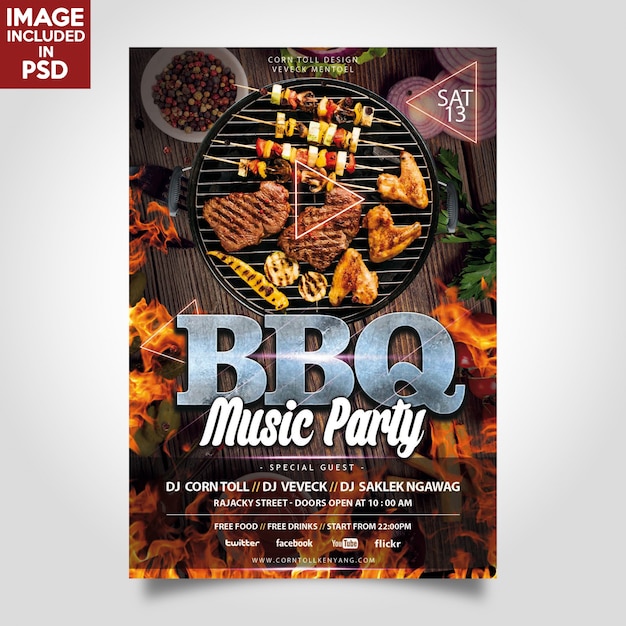 PSD bbq-musik-party-flyer-schablone