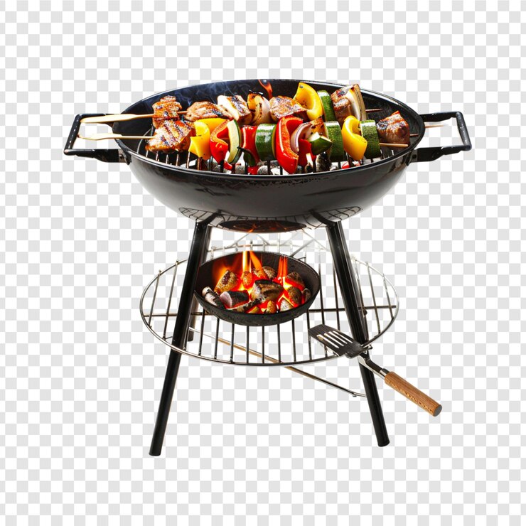 PSD bbq sur un poêle à grill isolé sur un fond transparent