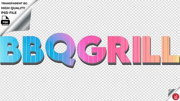 PSD bbqgrill typographie regenbogen farbenfroher text textur psd durchsichtig