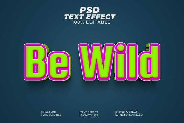 Be Wild 3d Editable PSD Text Effect Style
