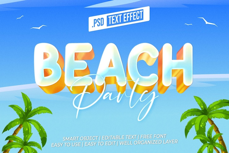 PSD beach party text effect