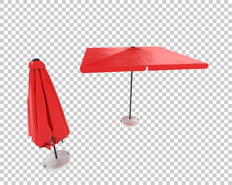 PSD beach umbrella isolated on transparent background 3d rendering illustration