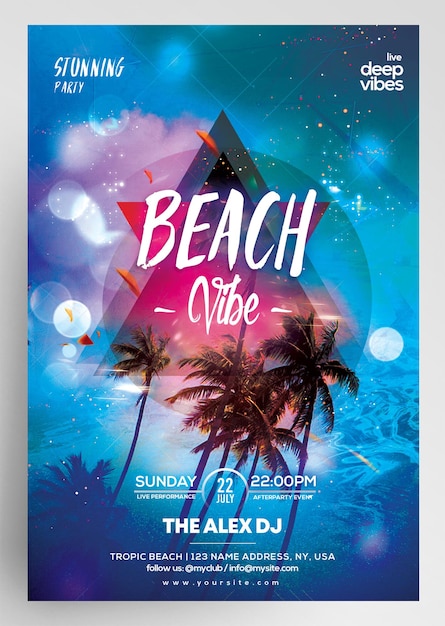 PSD beach vibes veranstaltungsflyer-design