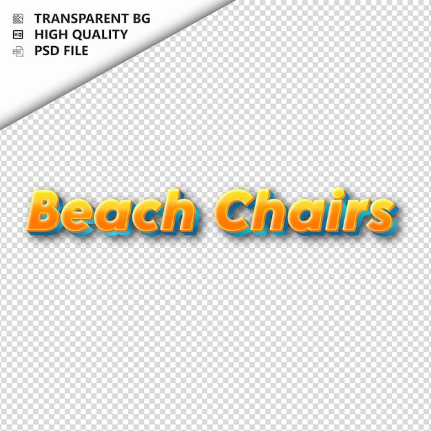 PSD beachchairsmade aus orangefarbenem text mit durchsichtigem, isoliertem schatten