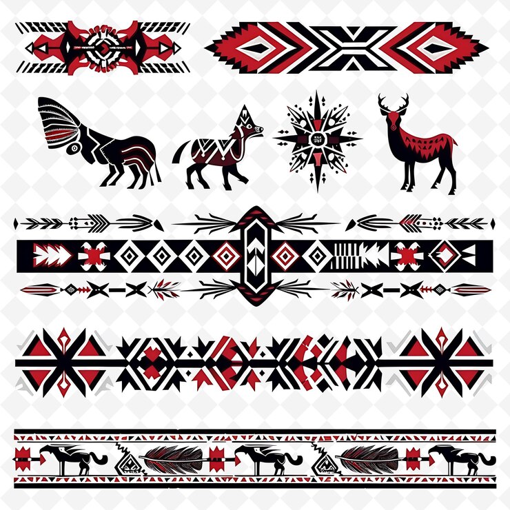 PSD beadwork amérindien frontières avec des motifs géométriques png des motifs stylisés uniques
