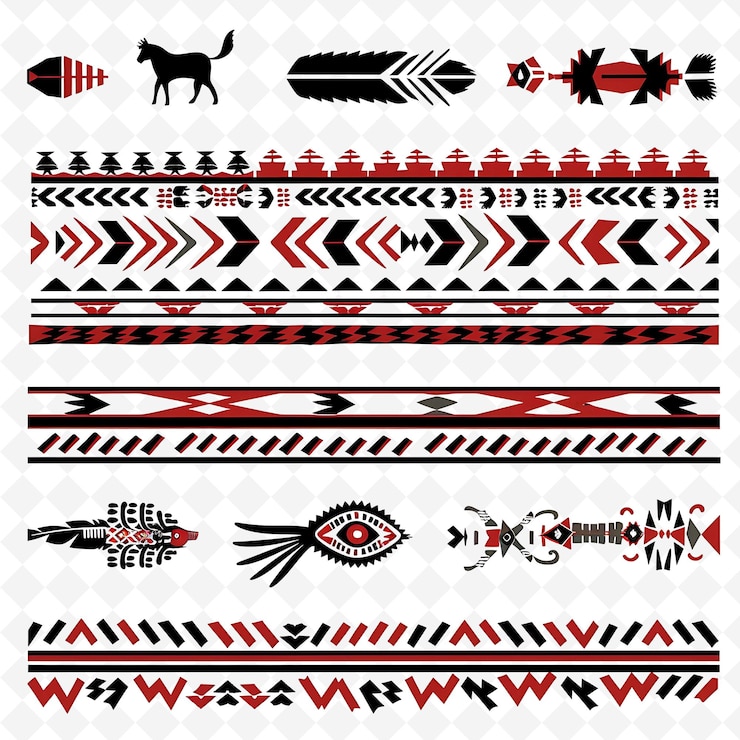PSD beadwork amérindien frontières avec des motifs géométriques png des motifs stylisés uniques