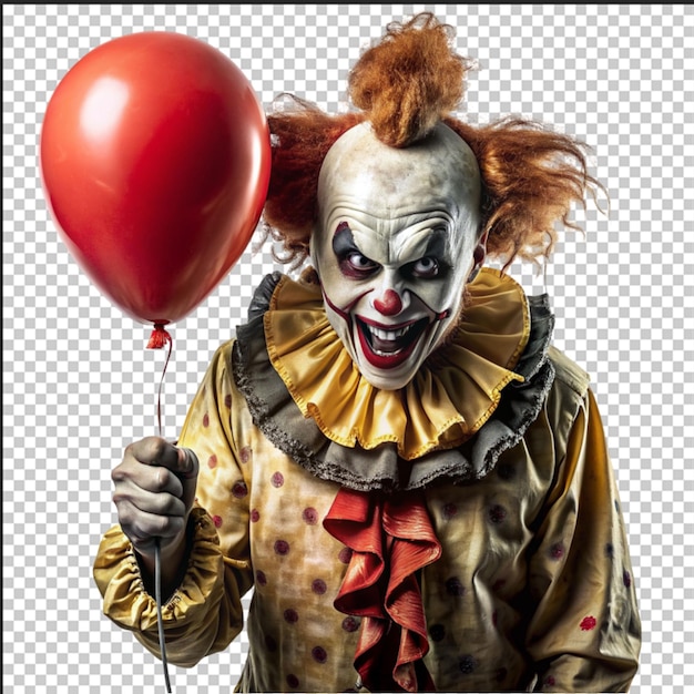 Beängstigender, beängstigender Clown mit scharfen Zähnen, der die Dunkelheit durchbohrt und eine schwarze Werbekarte mit Platz für Text oder Kopierraum hält 3D-Rendering