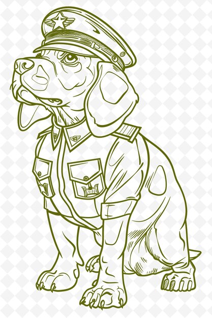 PSD beagle en un uniforme de piloto listo para el despegue cartel d animales esbozo arte colecciones vectoriales