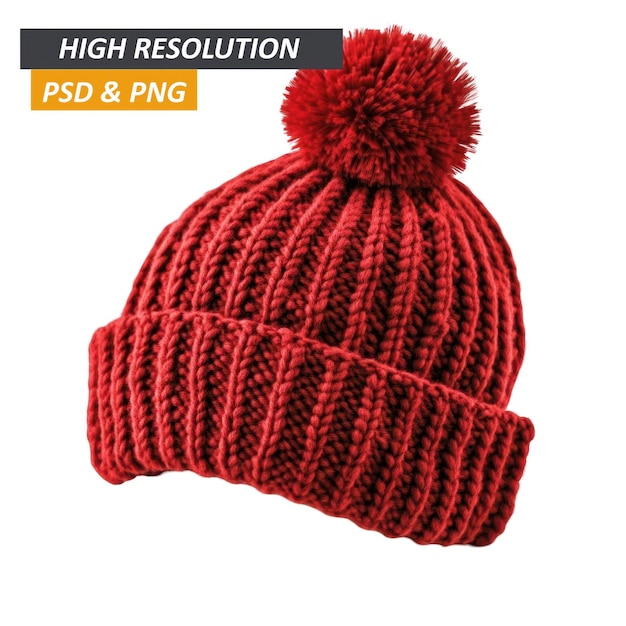 Beanie de tejido rojo con Pom Pom