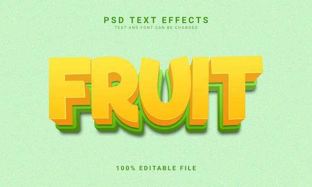 Bearbeitbare 3d-textstilvorlage für obst