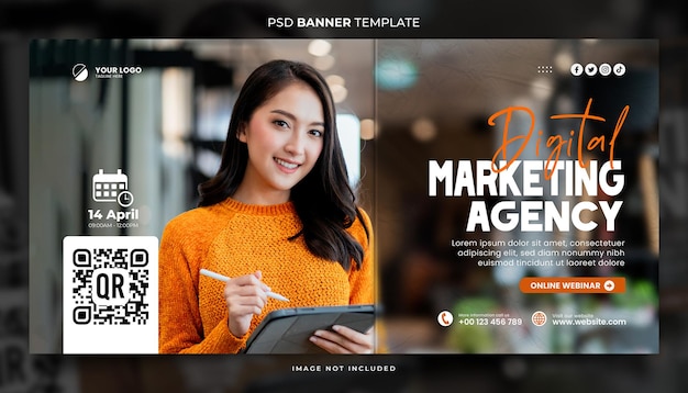 PSD bearbeitbare bannervorlage für marketingagenturen