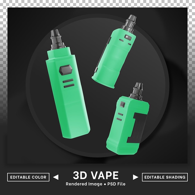 Bearbeitbare farbe des 3d-vape-icon-pakets