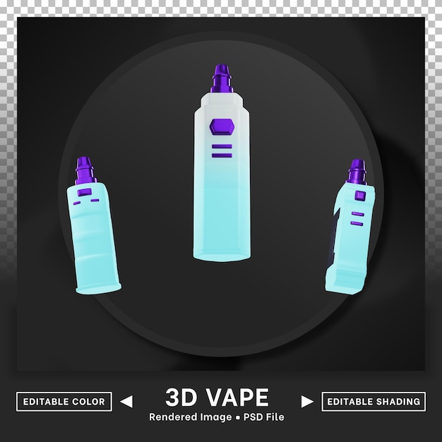 PSD bearbeitbare farbe des 3d-vape-icon-pakets