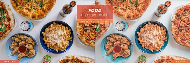 Bearbeitbare fotobearbeitungsfilter-voreinstellung für die instagram food photography-seite