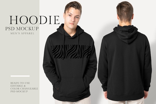 Bearbeitbare Hoodie-PSD-Modellvorlage für Herrenbekleidungswerbung