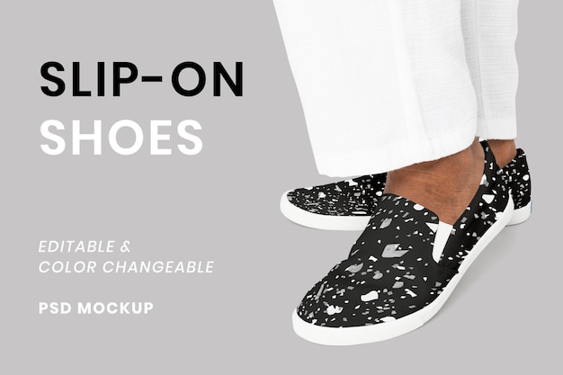 PSD bearbeitbare reife schuhe mockup psd slip-on basic bekleidungsanzeige