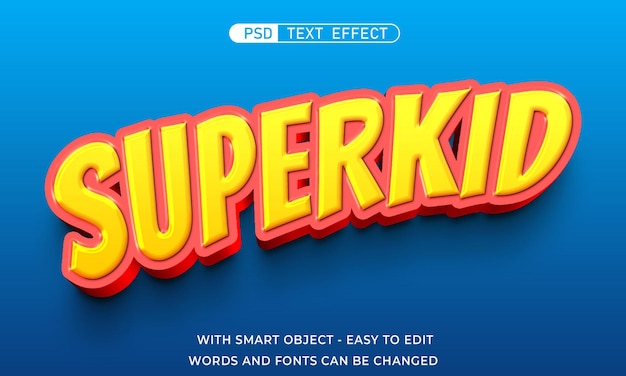 PSD bearbeitbare superkid 3d-text-effekt