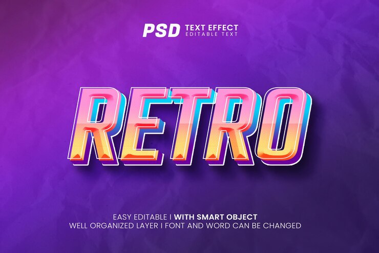 Bearbeitbare Texteffekt-Modellvorlage im Retro-Cyber-Punk-Stil Premium Psd