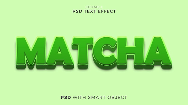 Bearbeitbare vorlage für matcha-texteffekt-schriftart mit grünem tee