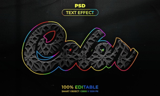 Bearbeitbarer 3d-text und logo-effekt-stil-mockup mit dunklem abstrakten hintergrund