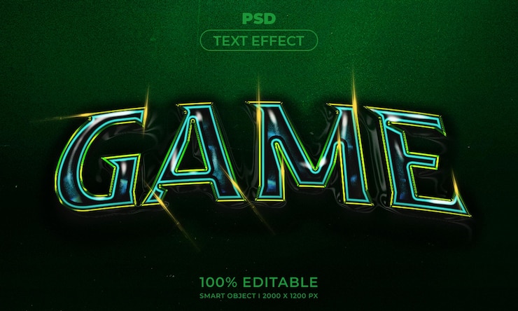 PSD bearbeitbarer 3d-text und logo-effekt-stil-mockup mit dunklem abstrakten hintergrund