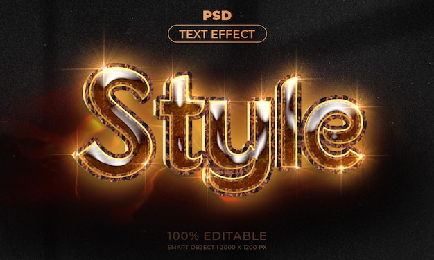 PSD bearbeitbarer 3d-text und logo-effekt-stil-mockup mit dunklem abstrakten hintergrund