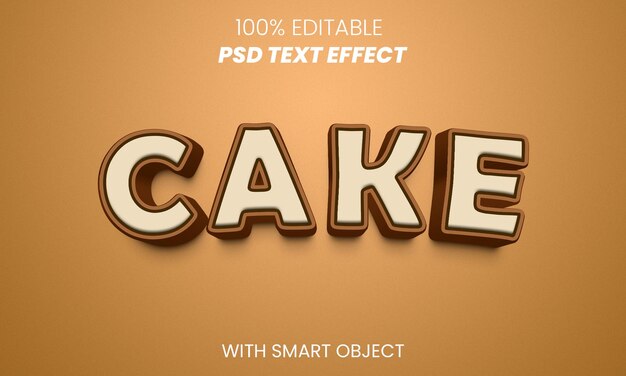 PSD bearbeitbarer 3d-texteffekt des kuchens