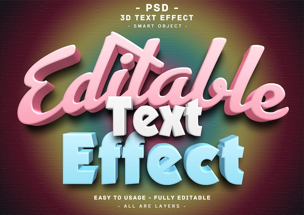 PSD bearbeitbarer 3d-texteffekt