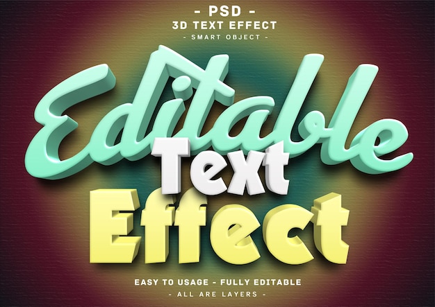 PSD bearbeitbarer 3d-texteffekt