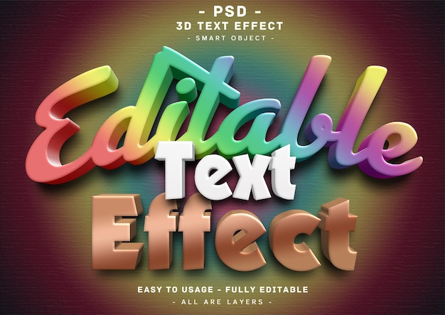 PSD bearbeitbarer 3d-texteffekt