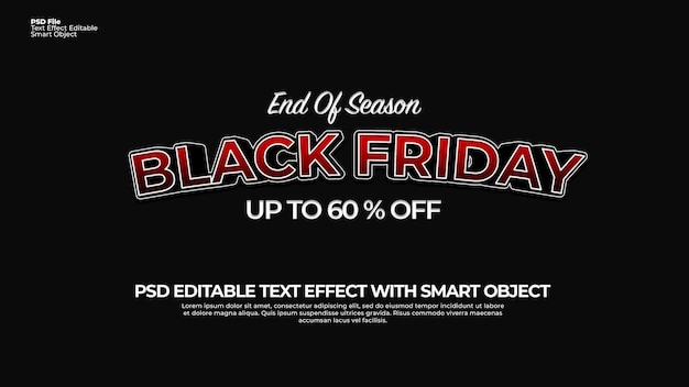 Bearbeitbarer black friday sale text 3d-effekt photoshop black theme