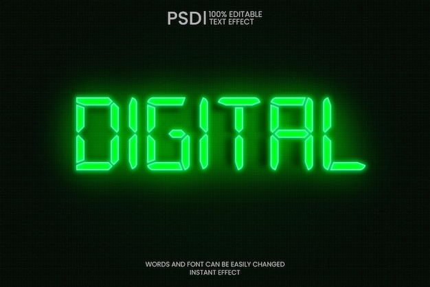 PSD bearbeitbarer digitaler lcd-texteffekt