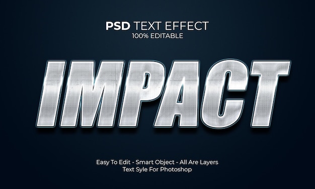 PSD bearbeitbarer impact-texteffekt, moderne 3d-kreativität und minimaler schriftstil