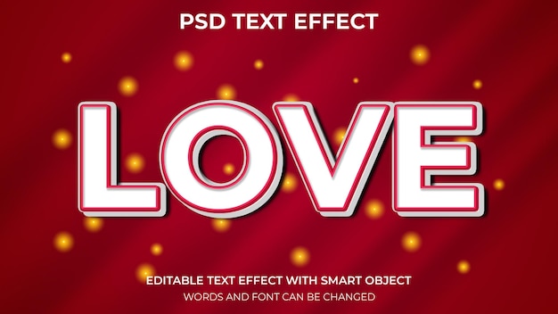 bearbeitbarer liebestexteffekt mit luxuslichtornament psd-datei