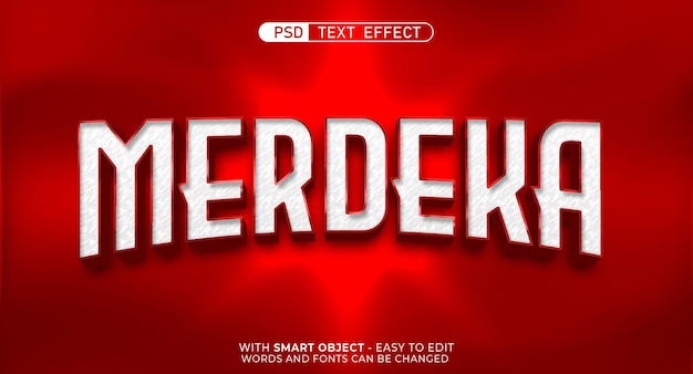 Bearbeitbarer Merdeka-Texteffekt im 3D-Stil
