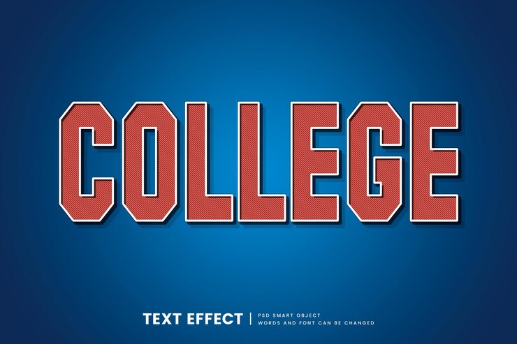 PSD bearbeitbarer retro-college-texteffekt