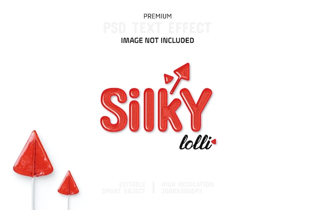 PSD bearbeitbarer silky lollipop-texteffekt