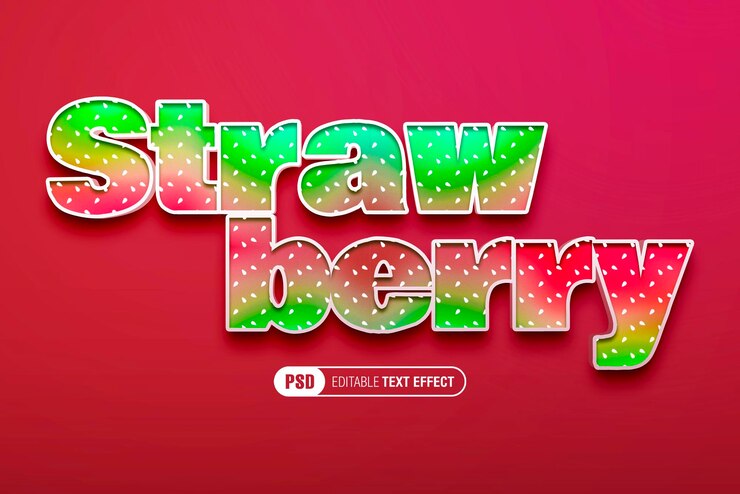 PSD bearbeitbarer strawberry-text-effekt