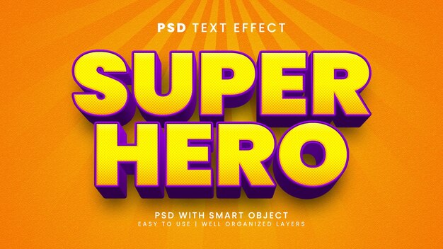 Bearbeitbarer superhelden-3d-texteffekt mit kraft und starkem textstil