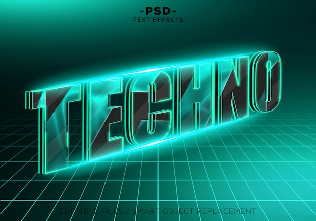 PSD bearbeitbarer text für 3d-technoeffekte